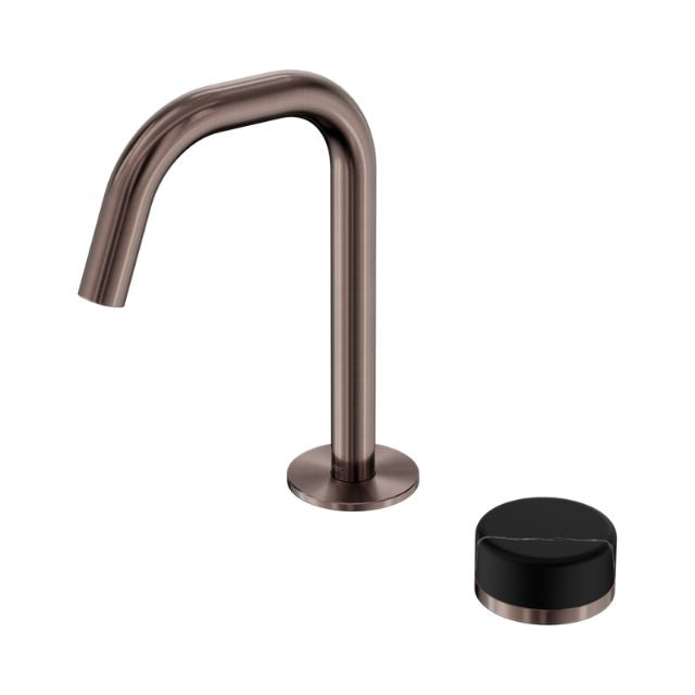 Nero Serenity Progressive Basin Mixer Edge Spout With Marquina Black Handle Brushed Bronze