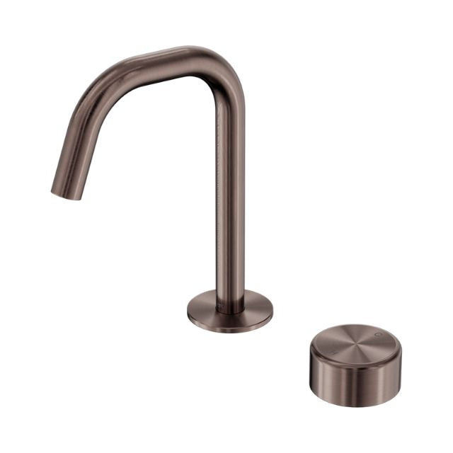 Nero Serenity Progressive Basin Mixer Edge Spout With Metal Handle Brushed Bronze