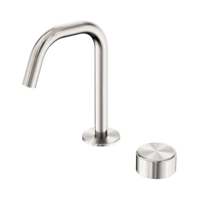 Nero Serenity Progressive Basin Mixer Edge Spout With Metal Handle Brushed Nickel