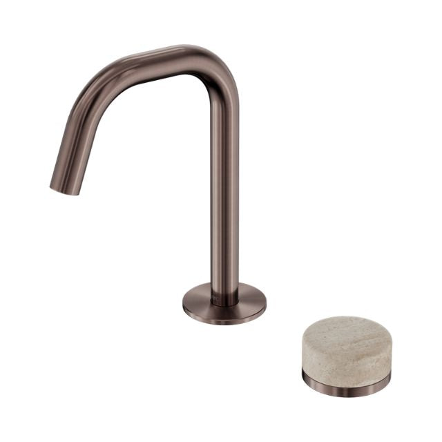 Nero Serenity Progressive Basin Mixer Edge Spout With Rome Travertine Handle Brushed Bronze