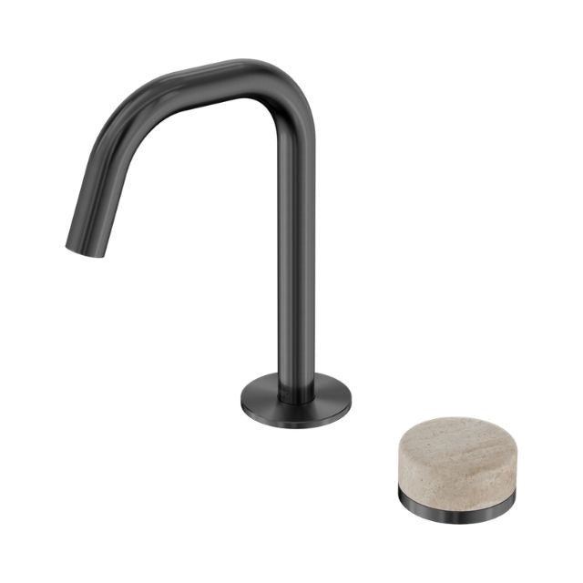 Nero Serenity Progressive Basin Mixer Edge Spout With Rome Travertine Handle Gun Metal 24E045GM - The Blue Space