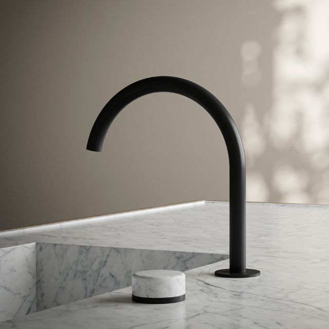 Nero Serenity Progressive Bath/Kitchen Mixer Arc Spout With Carrara Handle Matte Black