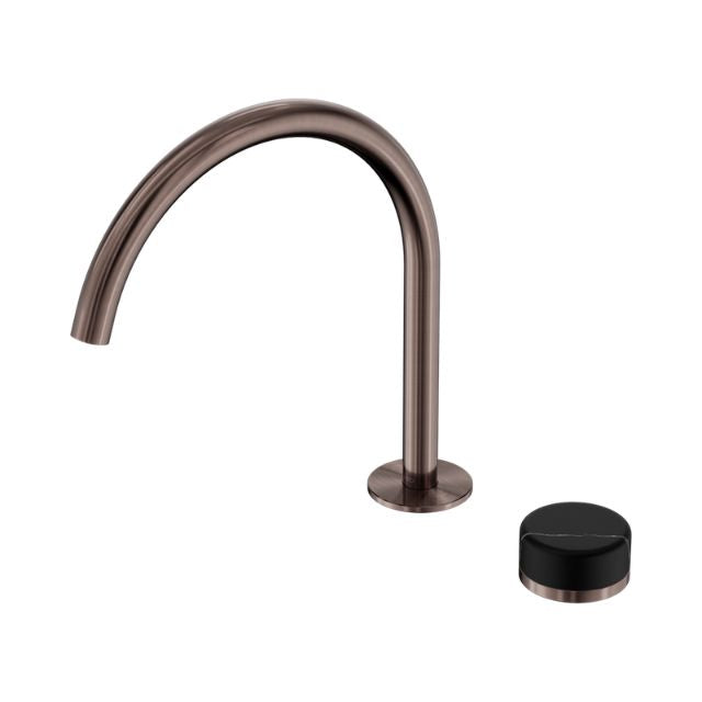 Nero Serenity Progressive Bath/Kitchen Mixer Arc Spout With Marquina Black Handle Brushed Bronze