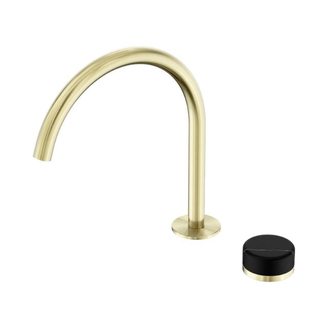 Nero Serenity Progressive Bath/Kitchen Mixer Arc Spout With Marquina Black Handle Brushed Gold