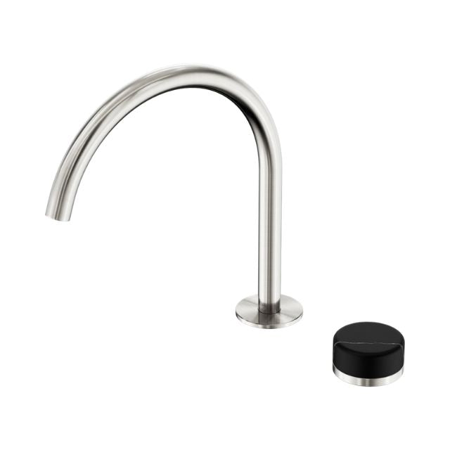 Nero Serenity Progressive Bath/Kitchen Mixer Arc Spout With Marquina Black Handle Brushed Nickel