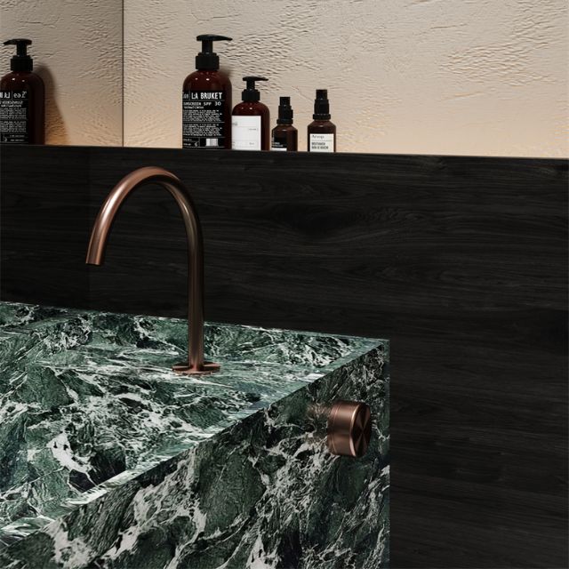 Nero Serenity Progressive Bath/Kitchen Mixer Arc Spout With Metal Handle Brushed Bronze