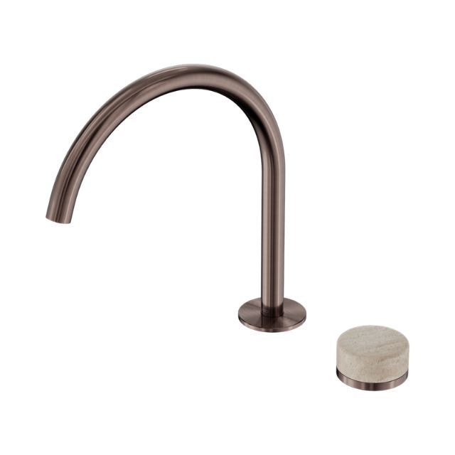 Nero Serenity Progressive Bath/Kitchen Mixer Arc Spout With Rome Travertine Handle Brushed Bronze
