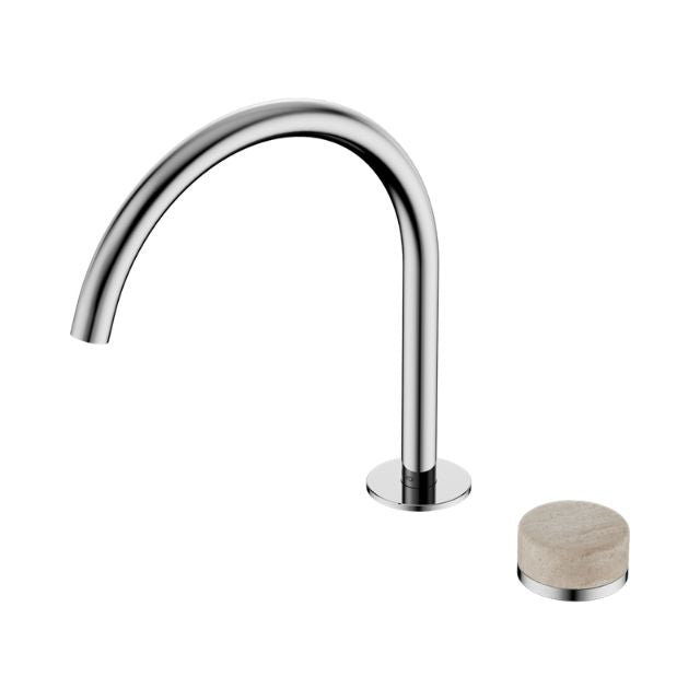 Nero Serenity Progressive Bath/Kitchen Mixer Arc Spout With Rome Travertine Handle Chrome