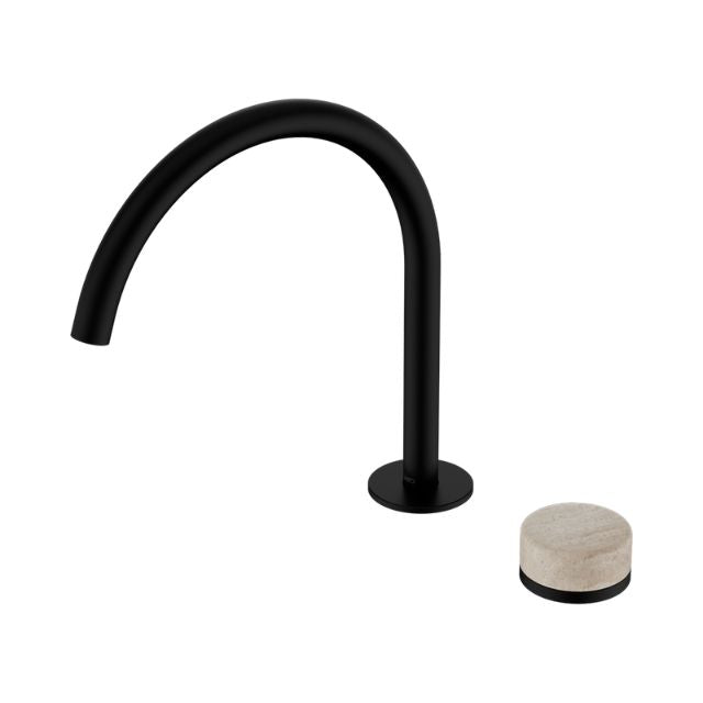 Nero Serenity Progressive Bath/Kitchen Mixer Arc Spout With Rome Travertine Handle Matte Black