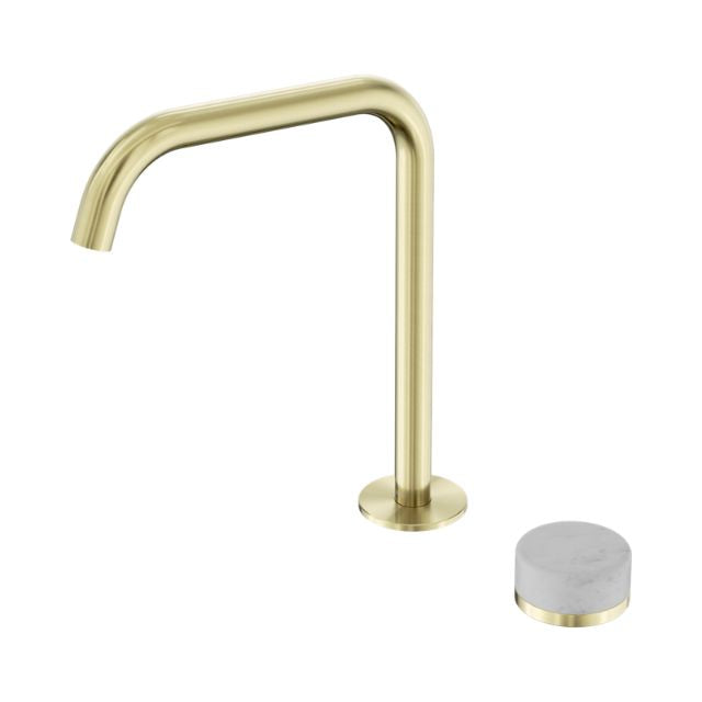 Nero Serenity Progressive Bath/Kitchen Mixer Edge Spout With Carrara Handle Brushed Gold
