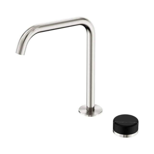 Nero Serenity Progressive Bath/Kitchen Mixer Edge Spout With Marquina Black Handle Brushed Nickel