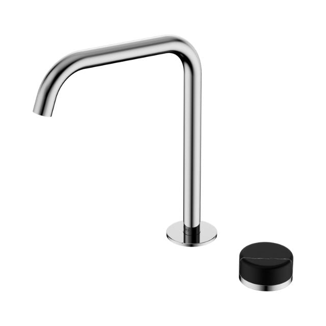 Nero Serenity Progressive Bath/Kitchen Mixer Edge Spout With Marquina Black Handle Chrome