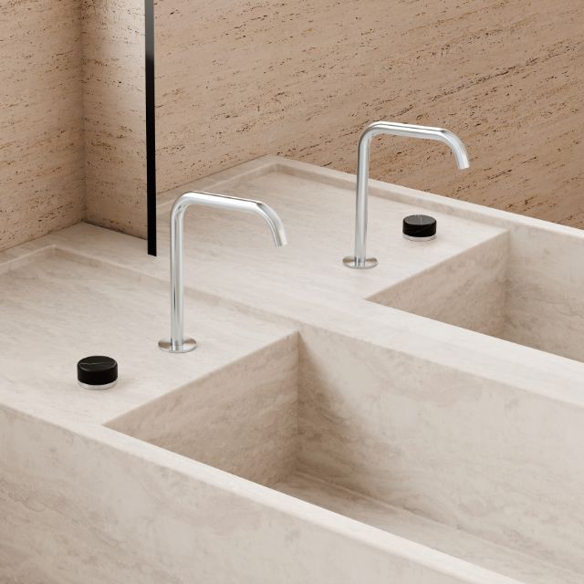 Nero Serenity Progressive Bath/Kitchen Mixer Edge Spout With Marquina Black Handle Chrome