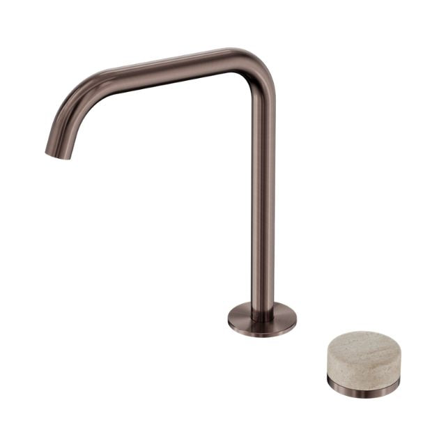 Nero Serenity Progressive Bath/Kitchen Mixer Edge Spout With Rome Travertine Handle Brushed Bronze