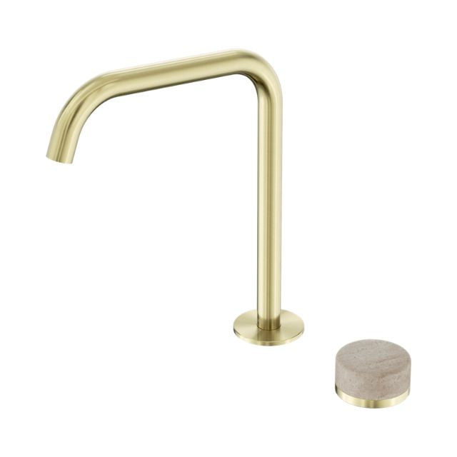 Nero Serenity Progressive Bath/Kitchen Mixer Edge Spout With Rome Travertine Handle Brushed Gold