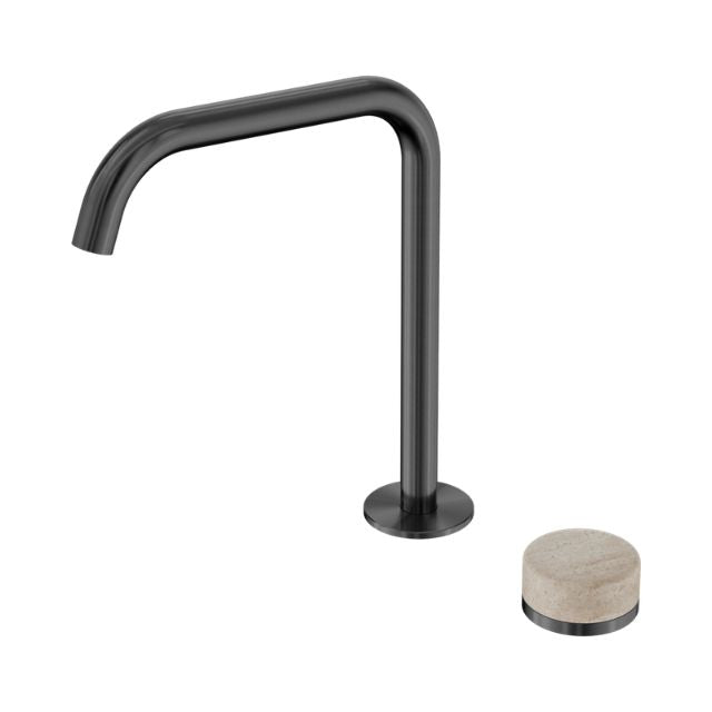 Nero Serenity Progressive Bath/Kitchen Mixer Edge Spout With Rome Travertine Handle Gun Metal 24E051GM - The Blue Space