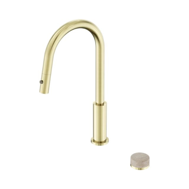 Nero Serenity Progressive Pull Out Kitchen Set With Rome Travertine Handle Brushed Gold