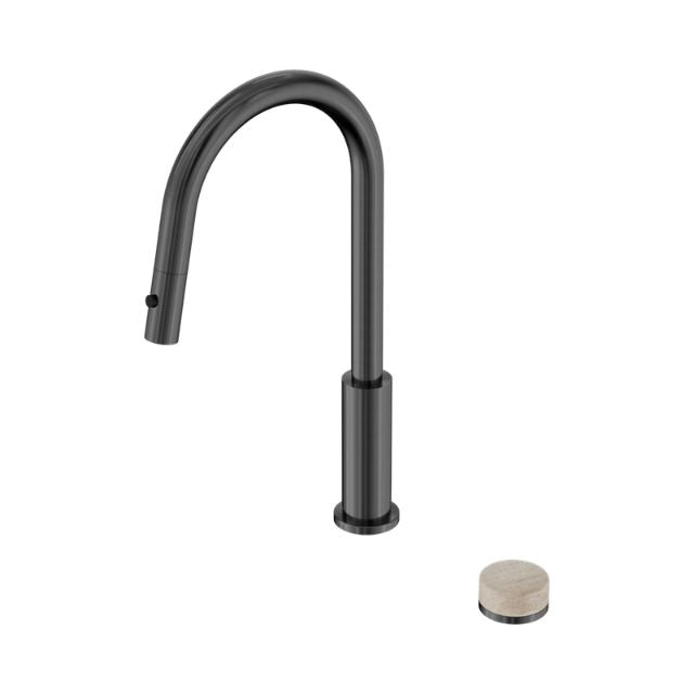 Nero Serenity Progressive Pull Out Kitchen Set With Rome Travertine Handle Gun Metal