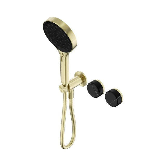 Nero Serenity Progressive Shower System With Marquina Black Handle And Serenity Hand Shower Brushed Gold