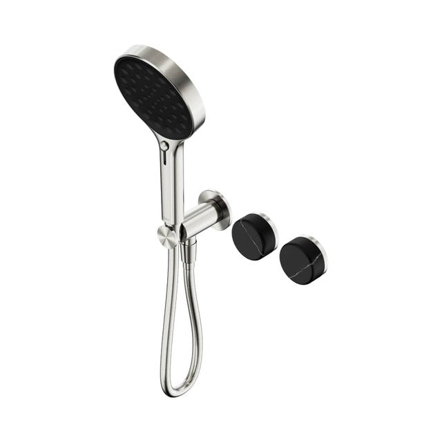 Nero Serenity Progressive Shower System With Marquina Black Handle And Serenity Hand Shower Brushed Nickel