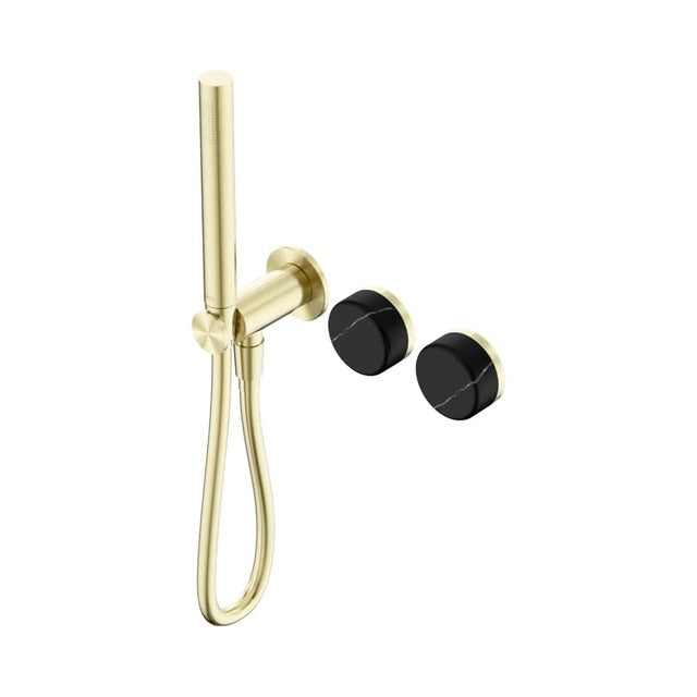 Nero Serenity Progressive Shower System With Marquina Black Handle And Slim Shower Brushed Gold