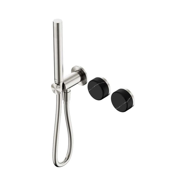Nero Serenity Progressive Shower System With Marquina Black Handle And Slim Shower Brushed Nickel