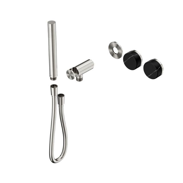 Nero Serenity Progressive Shower System With Marquina Black Handle And Slim Shower Trim Kit Only Brushed Nickel 24E123BN - The Blue Space