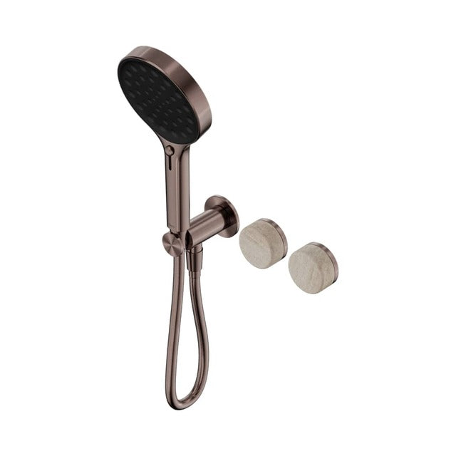 Nero Serenity Progressive Shower System With Rome Travertine Handle And Serenity Hand Shower Brushed Bronze