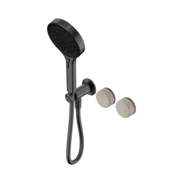 Nero Serenity Progressive Shower System With Rome Travertine Handle And Serenity Hand Shower Gun Metal