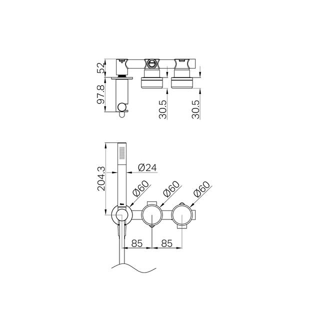 Nero Serenity Progressive Shower System With Rome Travertine Handle And Slim Shower Chrome