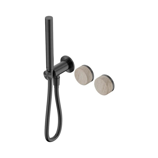 Nero Serenity Progressive Shower System With Rome Travertine Handle And Slim Shower Gun Metal