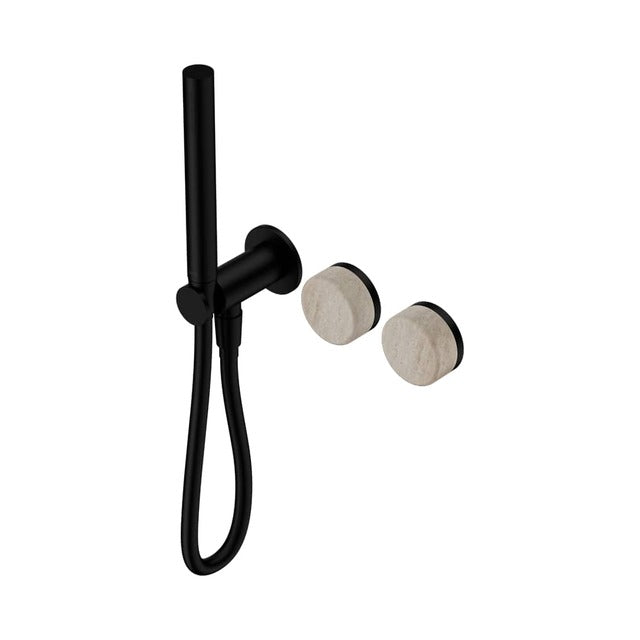 Nero Serenity Progressive Shower System With Rome Travertine Handle And Slim Shower Matte Black 24E021MB - The Blue Space