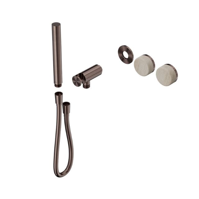 Nero Serenity Progressive Shower System With Rome Travertine Handle And Slim Shower Trim Kit Only Brushed Bronze 24E093BZ - The Blue Space