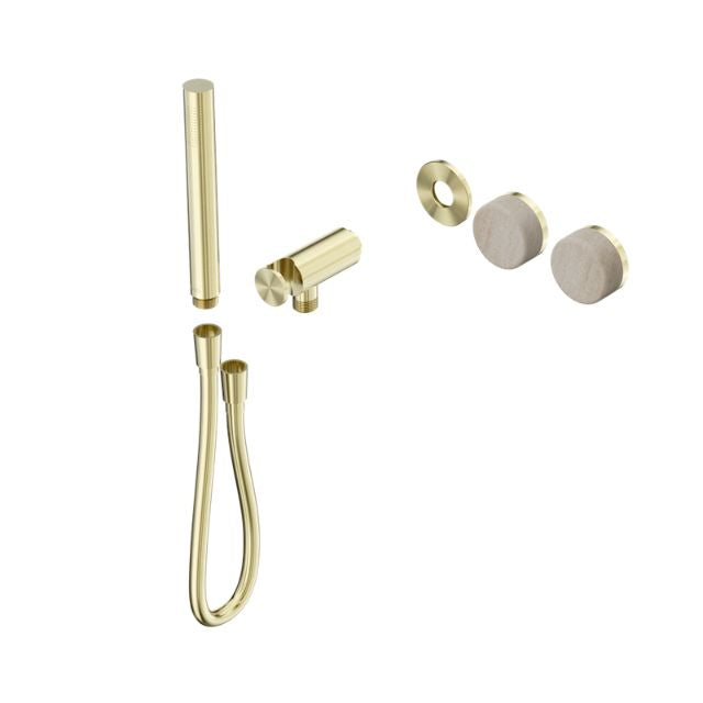Nero Serenity Progressive Shower System With Rome Travertine Handle And Slim Shower Trim Kit Only Brushed Gold 24E093BG - The Blue Space