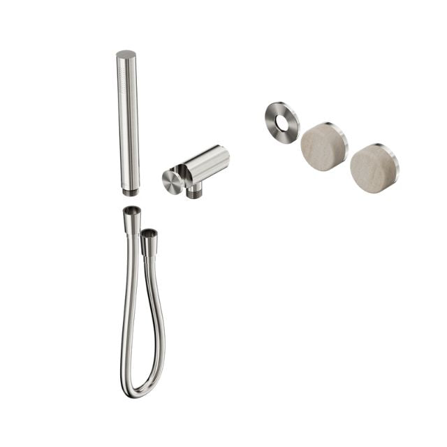 Nero Serenity Progressive Shower System With Rome Travertine Handle And Slim Shower Trim Kit Only Brushed Nickel 24E093BN - The Blue Space