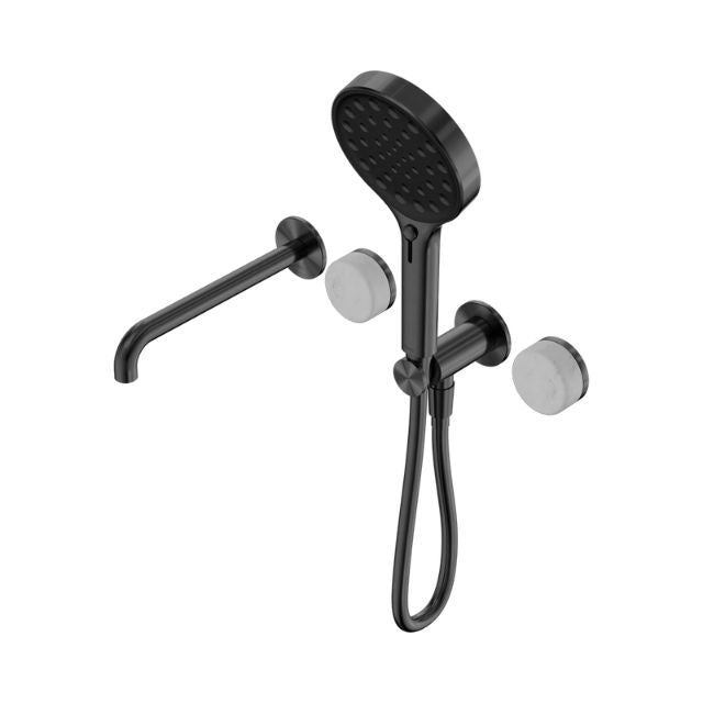 Nero Serenity Progressive Shower System With Spout With Carrara Handle And Serenity Hand Shower Gun Metal