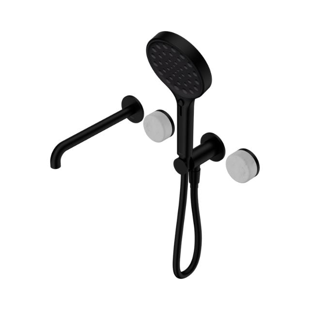 Nero Serenity Progressive Shower System With Spout With Carrara Handle And Serenity Hand Shower Matte Black