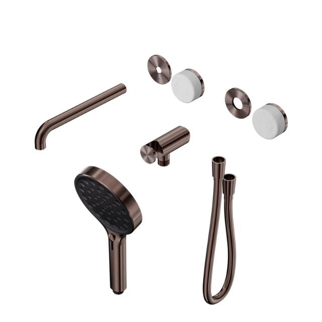 Nero Serenity Progressive Shower System With Spout With Carrara Handle And Serenity Hand Shower Trim Kit Only Brushed Bronze 24E085BZ - The Blue Space