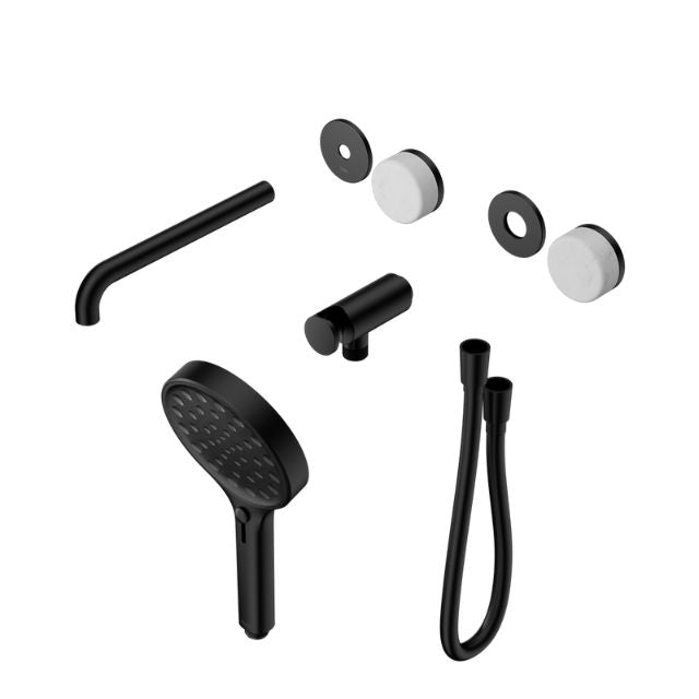 Nero Serenity Progressive Shower System With Spout With Carrara Handle And Serenity Hand Shower Trim Kit Only Matte Black 24E085MB - The Blue Space