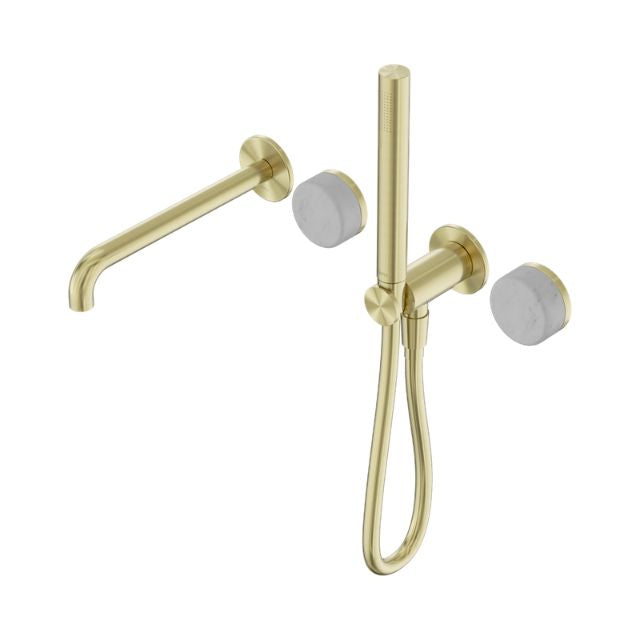 Nero Serenity Progressive Shower System With Spout With Carrara Handle And Slim Shower Brushed Gold 24E007BG - The Blue Space