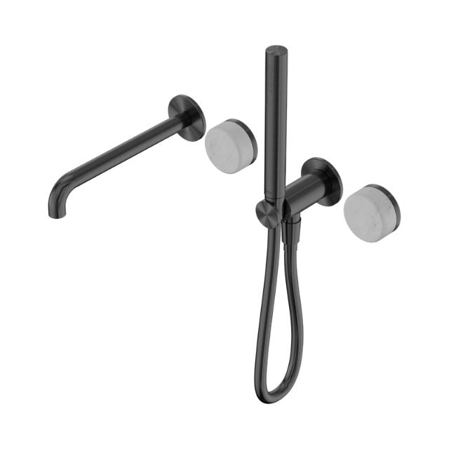 Nero Serenity Progressive Shower System With Spout With Carrara Handle And Slim Shower Gun Metal
