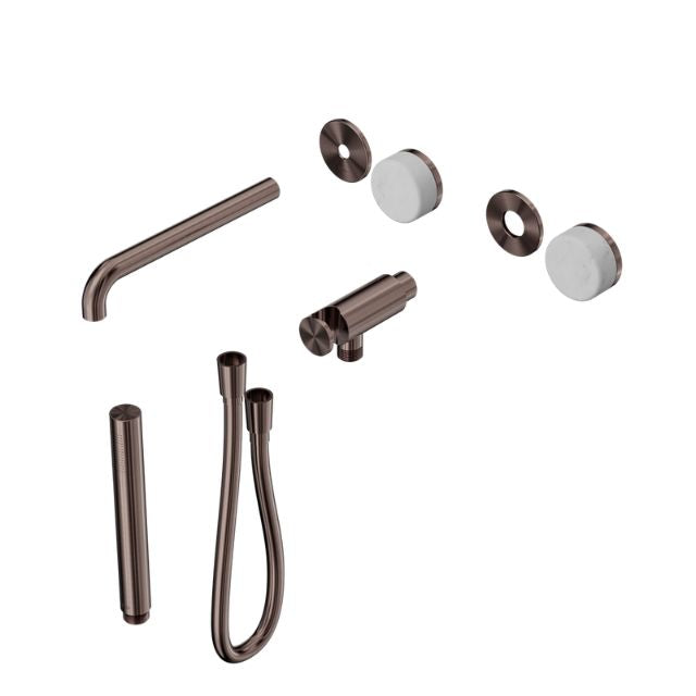 Nero Serenity Progressive Shower System With Spout With Carrara Handle And Slim Shower Trim Kit Only Brushed Bronze 24E079BZ - The Blue Space