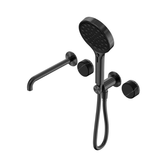Nero Serenity Progressive Shower System With Spout With Marquina Black Handle And Serenity Hand Shower Gun Metal