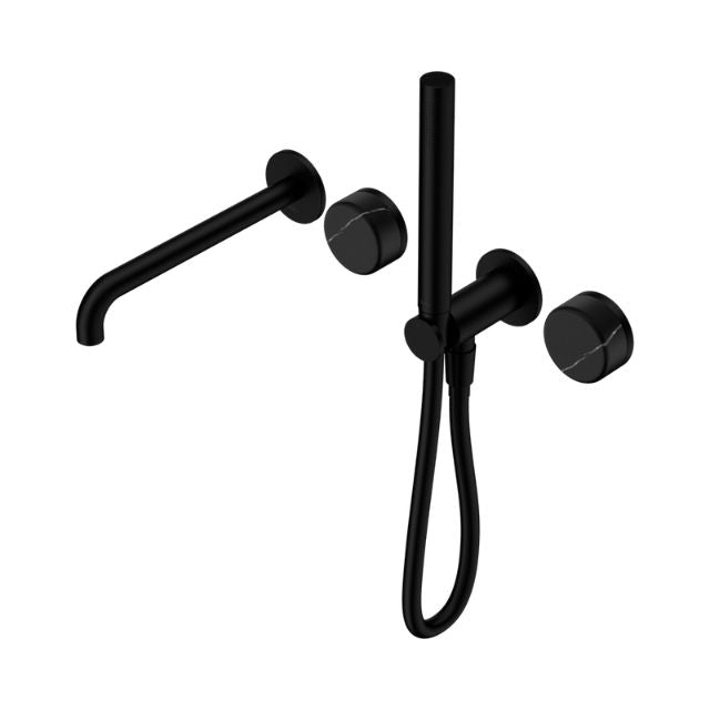 Nero Serenity Progressive Shower System With Spout With Marquina Black Handle And Slim Shower Matte Black 24E129MB - The Blue Space