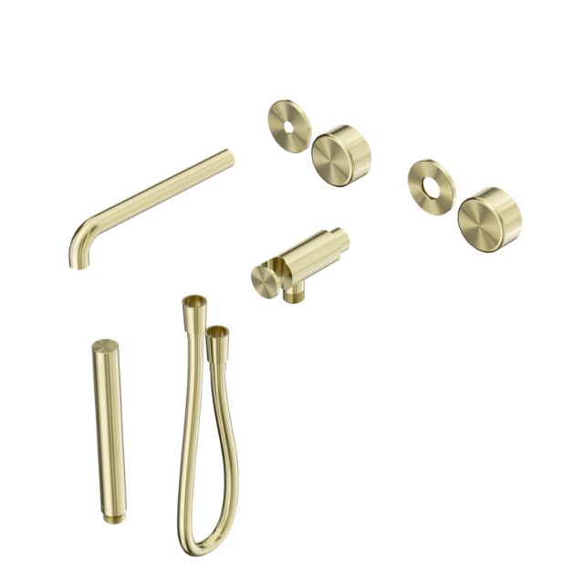 Nero Serenity Progressive Shower System With Spout With Marquina Black Handle And Slim Shower Trim Kit Only Brushed Gold 24E121BG - The Blue Space