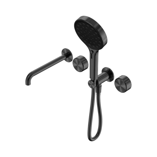Nero Serenity Progressive Shower System With Spout With Metal Handle And Serenity Hand Shower Gun Metal
