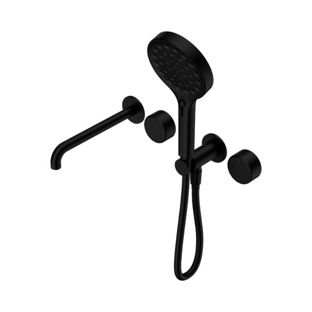 Nero Serenity Progressive Shower System With Spout With Metal Handle And Nero Serenity Hand Shower Matte Black 24E018MB - The Blue Space
