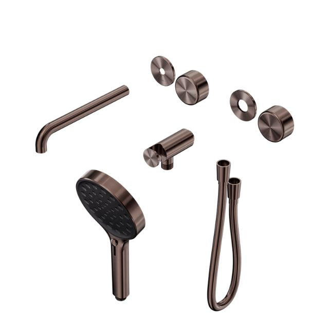 Nero Serenity Progressive Shower System With Spout With Metal Handle And Serenity Hand Shower Trim Kit Only Brushed Bronze 24E090BZ - The Blue Space
