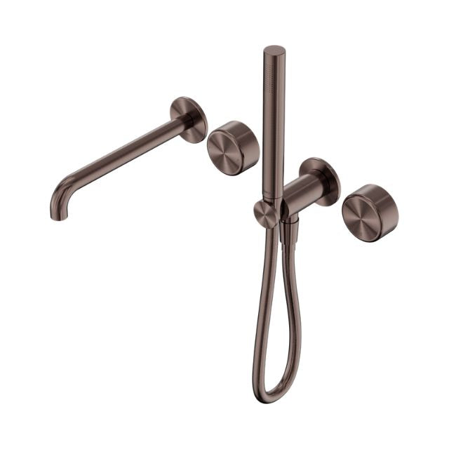 Nero Serenity Progressive Shower System With Spout With Metal Handle And Slim Shower Brushed Bronze