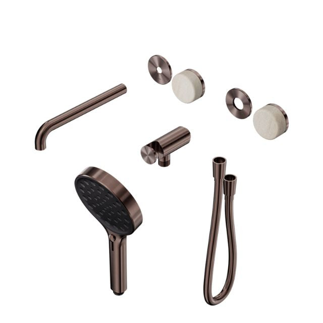 Nero Serenity Progressive Shower System With Spout With Rome Travertine Handle And Serenity Hand Shower Trim Kit Only Brushed Bronze 24E087BZ - The Blue Space